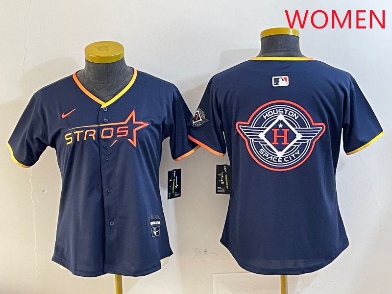 Women Houston Astros Blank Drak Blue Three generations Joint Name 2025 Nike MLB Jersey style 26